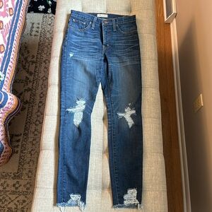 Madewell 9” high rise distressed skinny jeans